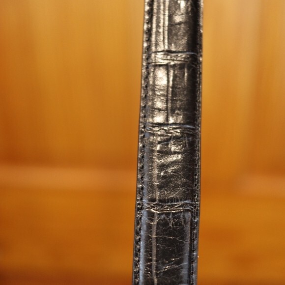 Black Croco Embossed Leather Belt XXSmall - Picture 3 of 5